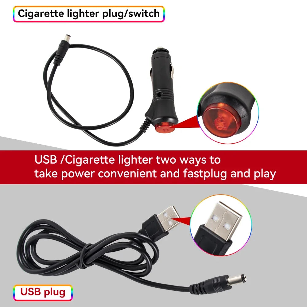 Car Interior Ambient Foot Light with USB Wireless Remote Music APP Control Auto RGB Atmosphere Decorative Lamp